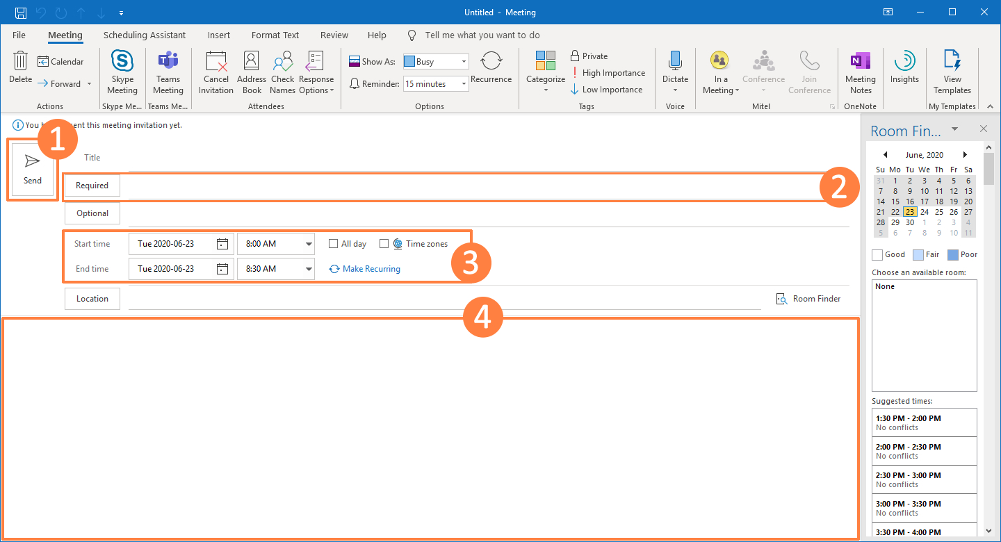 set up skype meeting in outlook web